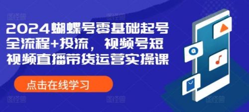 2024蝴蝶号零基础起号全流程 投流，视频号短视频直播带货运营实操课-有为创业网