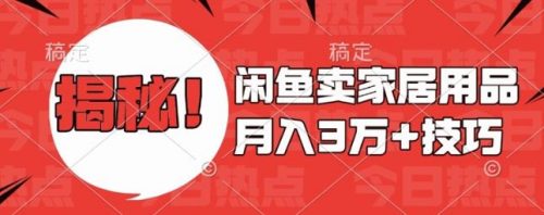 闲鱼卖家居用品月入过W 最新技巧闲鱼最新零基础教学，新手当天上手【揭秘】-有为创业网